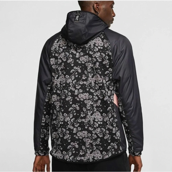 Nike Therma Exploration Black Floral Hooded Jacket Full Zip XL Rare HTF - Picture 2 of 16